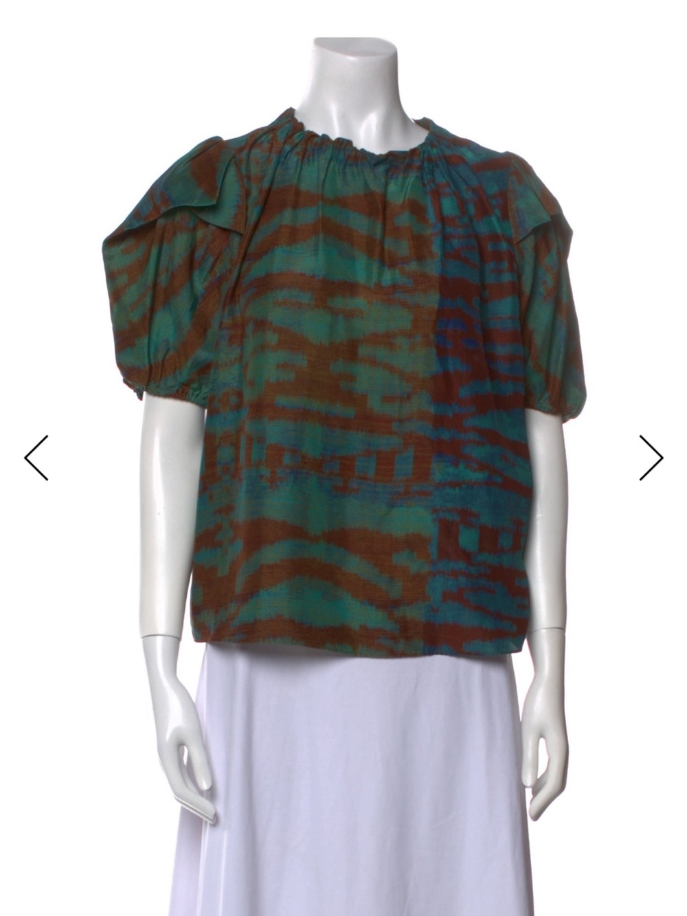 Ulla Johnson Silk Printed Puff-Sleeve Blouse